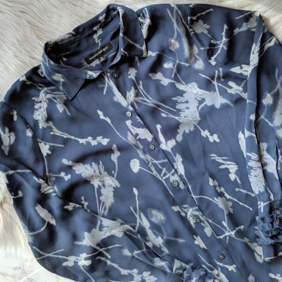Banana Republic Tops -  BANANA REPUBLIC Blue Floral Silk Button Down
